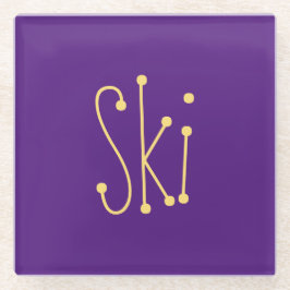 SKI Festive Whimsical Text Royal Lila Hintergrund Glasuntersetzer