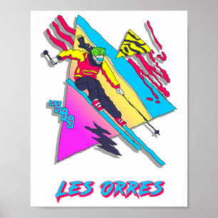 Ski Frankreich Retro Skiabenteuer in Les Orres Poster