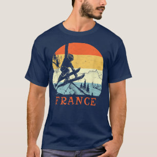 Ski Frankreich Vintag Retro Schnee Skiurlaub T-Shirt