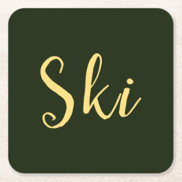 SKI Fun Modernes Skript Elegantes Dunkles Forest G Rechteckiger Pappuntersetzer