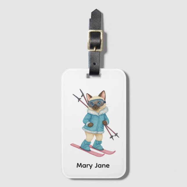 Ski für Junggeselinnen-Abschied Siam Katzenliebhab Gepäckanhänger (Vorderseite Vertikal)