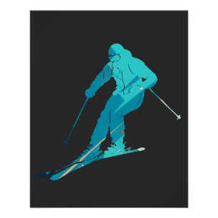 Ski Game Sport Challenge Illustration Silhouette Poster
