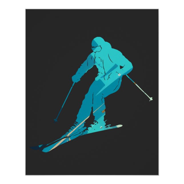 Ski Game Sport Challenge Illustration Silhouette Poster (Vorderseite)