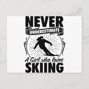 Ski Girl   Skifahrer Wintergeschenke Postkarte