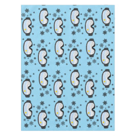 Ski Goggles Bergblick Schneeflocken Blau Tischdecke