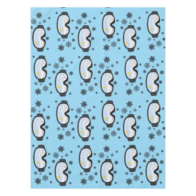 Ski Goggles Bergblick Schneeflocken Blau Tischdecke (Vorderseite)