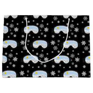 Ski Goggles Bergblick Schneeflocken Schwarz Große Geschenktüte