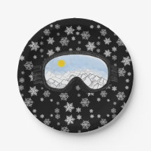 Ski Goggles Bergblick Schneeflocken Schwarz