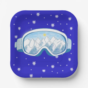 Ski Goggles Snowflake Tanz Pappteller