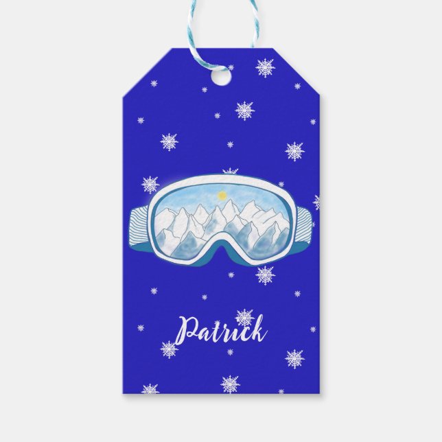 Ski Goggles Snowflake Tanz Personalisiert Geschenkanhänger (Vorderseite)