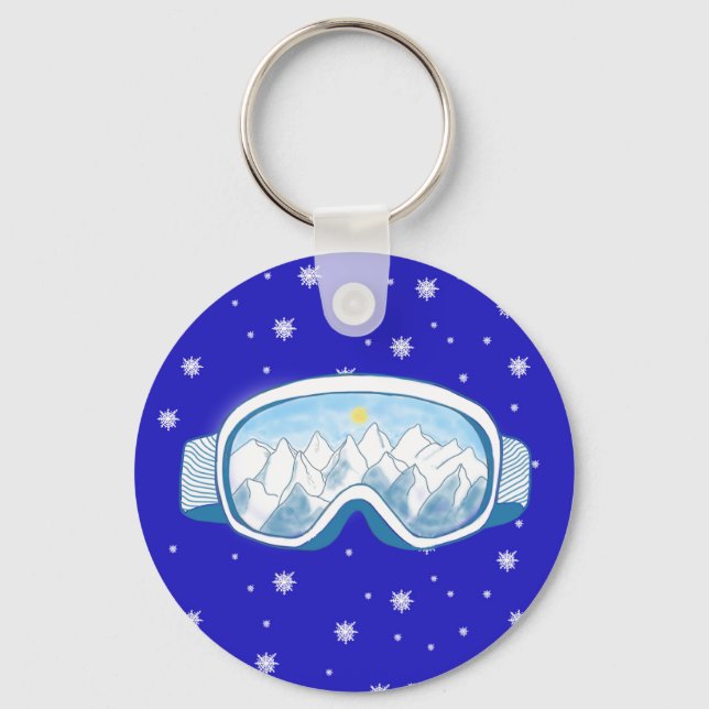 Ski Goggles Snowflake Tanz Schlüsselanhänger (Vorderseite)