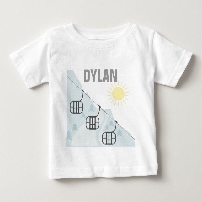 Ski-Gondel Personnalised Baby T-shirt (Vorderseite)