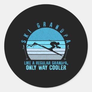 Ski Grandpa Skier Skipass Bellinzona Runder Aufkleber