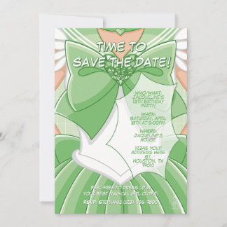 [SKI] Green Magical Girl Birthday Invitation Einladung