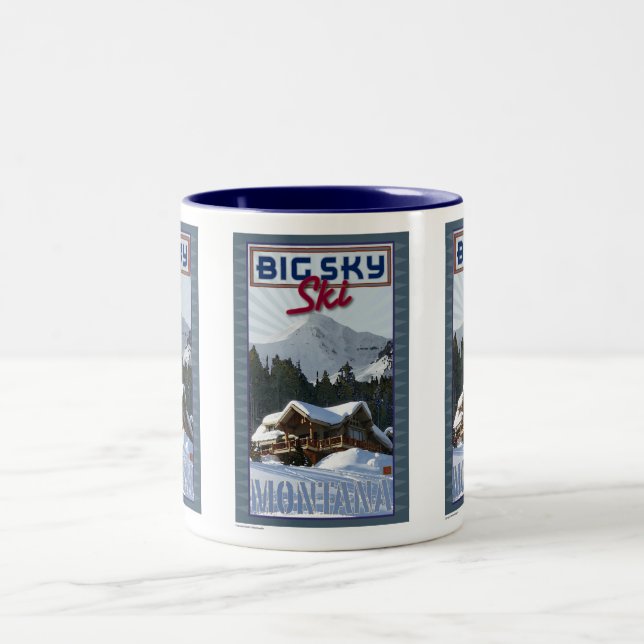 Ski große Himmel-Tasse Zweifarbige Tasse (Mittel)