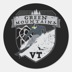 Ski-grüne Berge, VT Runder Aufkleber