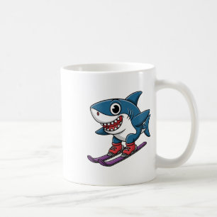 Ski-Hai-Cartoon Alpen-Schneesport-Winterhumor Kaffeetasse