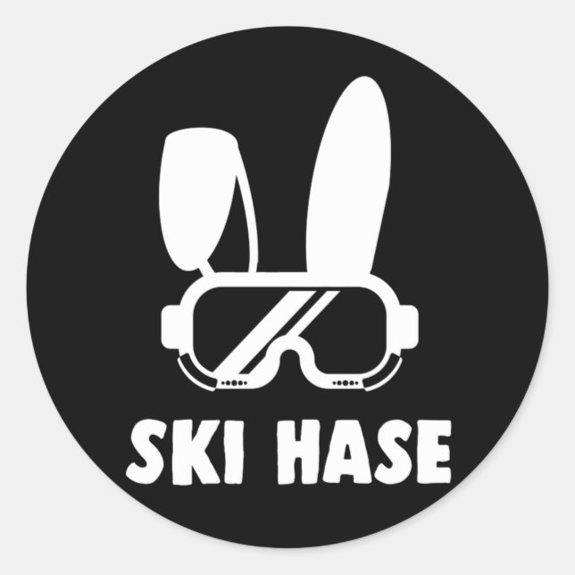 Ski Hase Skiing Cool Winter Sports Gift Runder Aufkleber (Vorderseite)