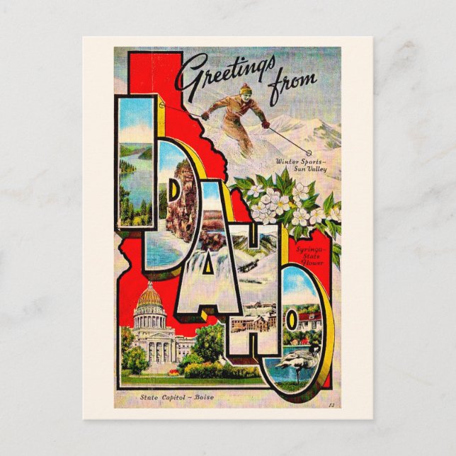 Ski Idaho - Sun Valley Vintage-Postkarte Postkarte (Vorderseite)