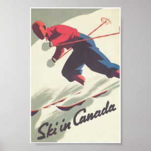 Ski in Canada Vintage Travel Poster