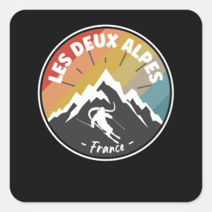 Ski in Frankreich Les Deux Alpes Quadratischer Aufkleber