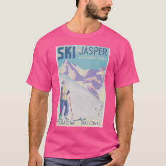 Ski in Jasper Nationalpark Kanada Vintage Ski Tra T-Shirt