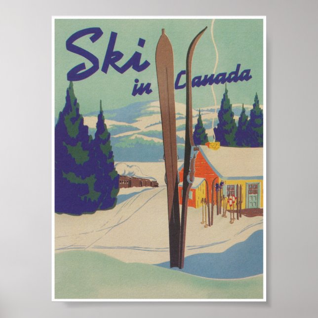Ski in Kanada Vintages Skiposter Poster (Vorne)
