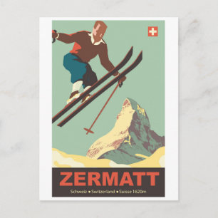 Ski in Zermatt Postkarte