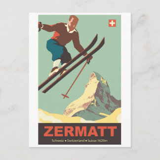 Ski in Zermatt Postkarte