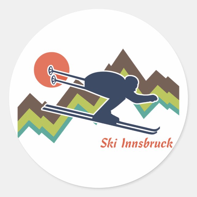 Ski Innsbruck Runder Aufkleber (Vorderseite)