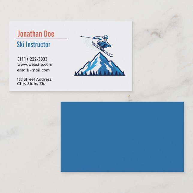 Ski Instructor Business Card Visitenkarte (Vorne/Hinten)