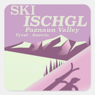 Ski Ischgl, Paznaun Tal Tirol Quadratischer Aufkleber