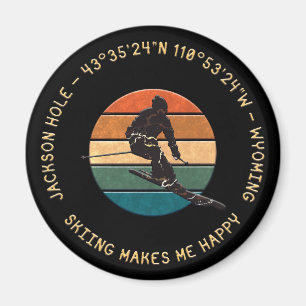 Ski Jackson Hole, Wyoming - Man Skier on Black Magnet