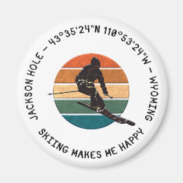 Ski Jackson Hole, Wyoming - Man Skier, Schwarzer T Magnet