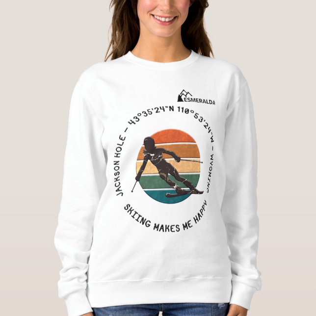 Ski Jackson Hole, Wyoming - Silhouette Skier Sweatshirt (Vorderseite)