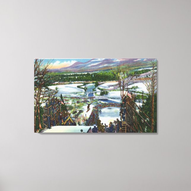 Ski Jumper startet vom olympischen Skiberg Leinwanddruck (Vorderseite)