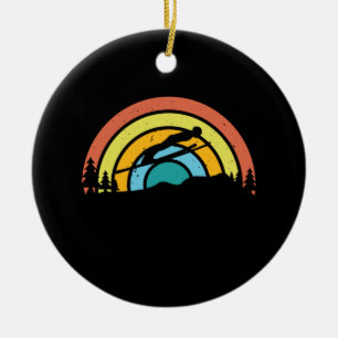 Ski Jumping Retro Keramik Ornament