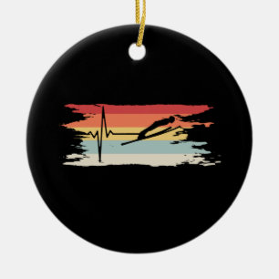 Ski Jumping Retro Keramik Ornament