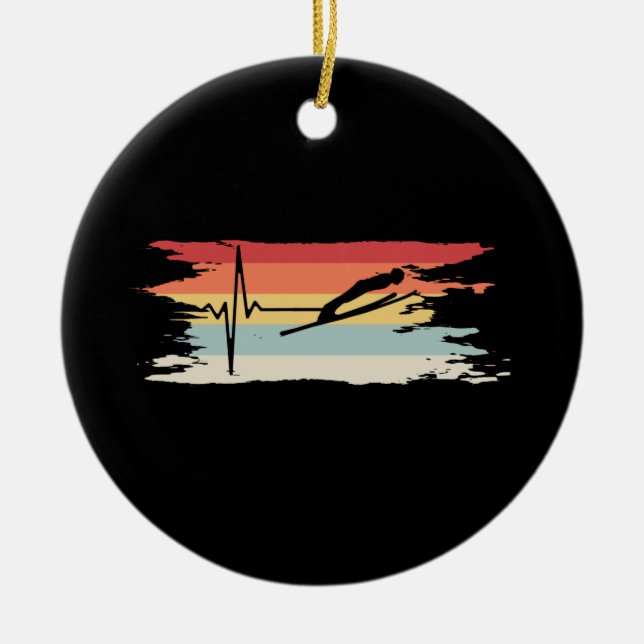 Ski Jumping Retro Keramik Ornament (Vorne)