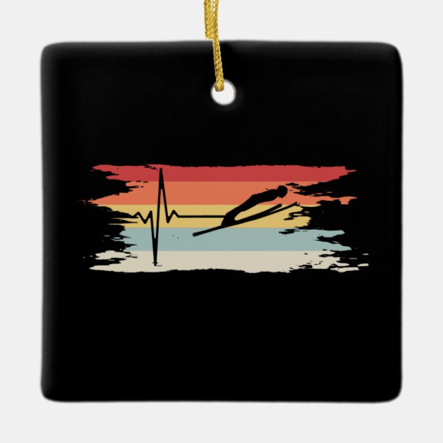 Ski Jumping Retro Keramikornament (Vorderseite)