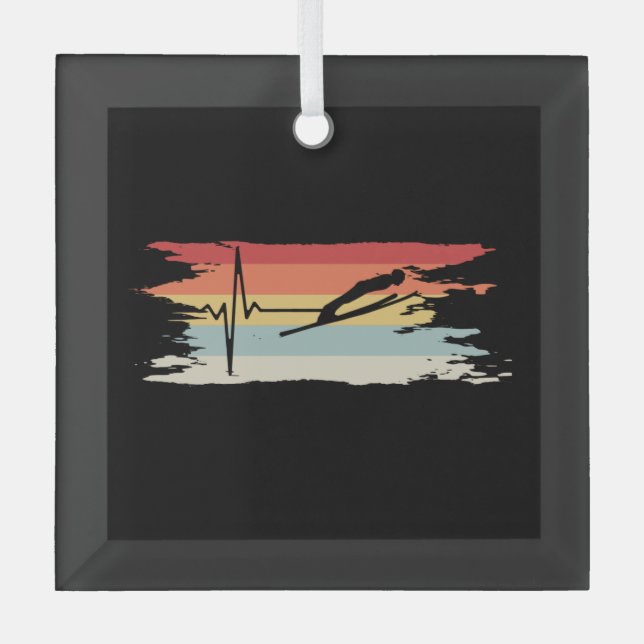 Ski Jumping Retro Ornament Aus Glas (Vorderseite)