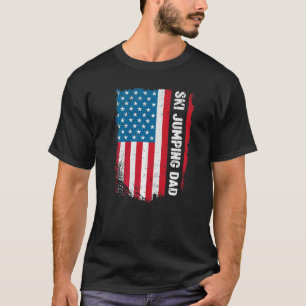 Ski Jumping Vater America Us Flag Patriot Vintag T-Shirt
