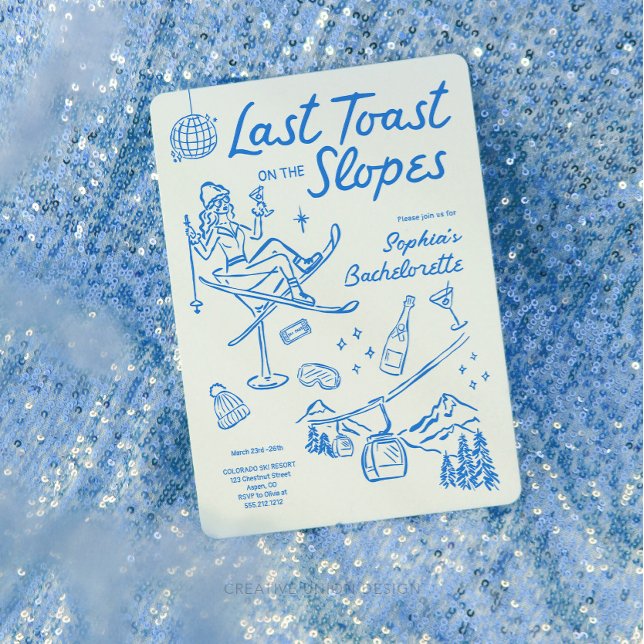 Ski Junggeselinnen-Abschied Ausflug Letzten Toast  Einladung (Von Creator hochgeladen)