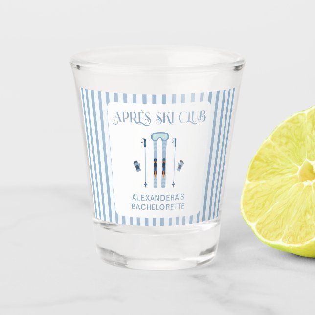Ski Junggeselinnen-Abschied Blue Winter Apres Schnapsglas (Vorderseite)