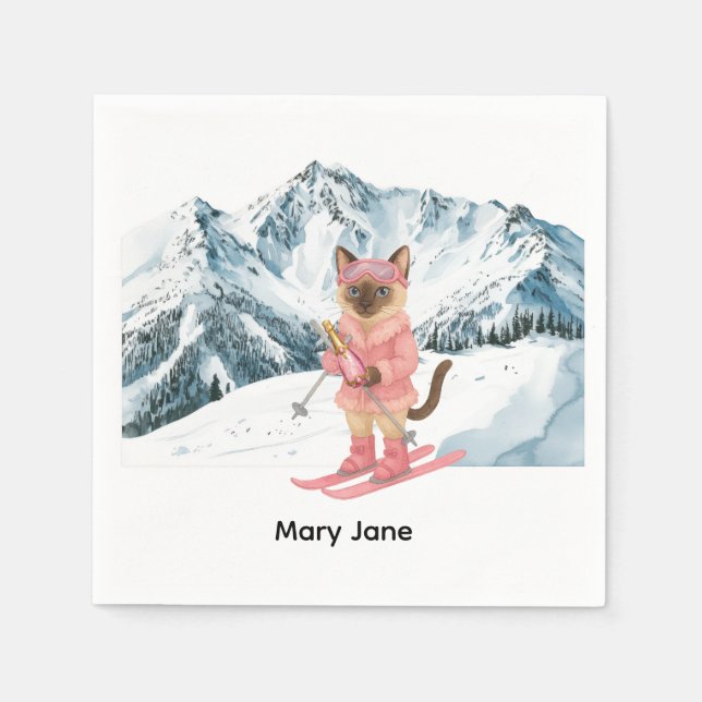 Ski Junggeselinnen-Abschied Bridge auf der Piste N Serviette (Vorderseite)