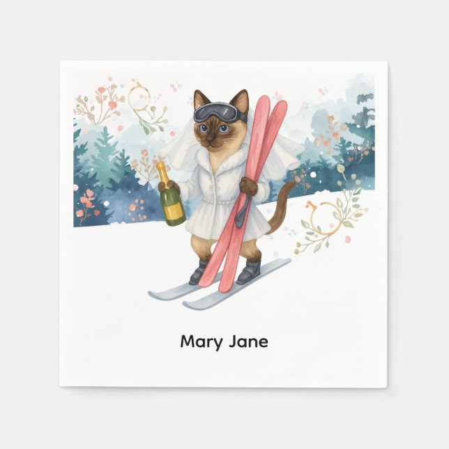 Ski Junggeselinnen-Abschied Bridge auf der Piste N Serviette (Vorderseite)