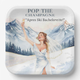 Ski-Junggesellinnen-Wochenende-Braut in den Hängen Pappteller