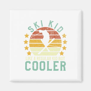 Ski Kids Funny Young Vintag Skier und Ski Liebe Magnet