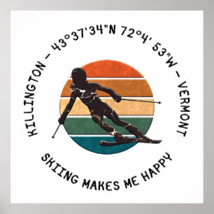 Ski Killington, Vermont - Frau Skier, Schwarzer Te Poster