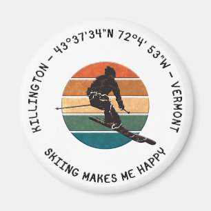 Ski Killington, Vermont - Man Skier, Schwarzer Tex Magnet